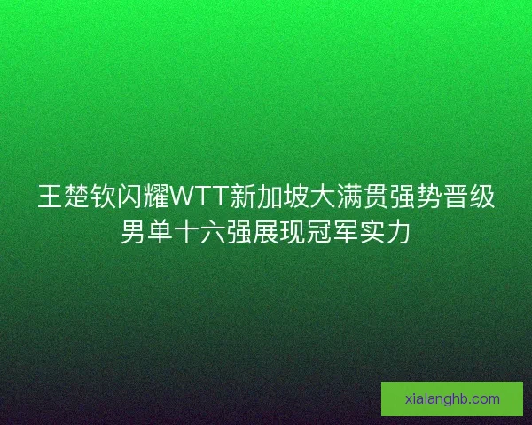王楚钦闪耀WTT新加坡大满贯强势晋级男单十六强展现冠军实力