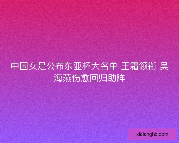 中国女足公布东亚杯大名单 王霜领衔 吴海燕伤愈回归助阵 中国女足公布东亚杯大名单 王霜领衔 吴海燕伤愈回归助阵
