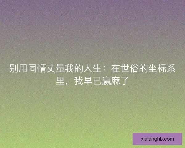 别用同情丈量我的人生：在世俗的坐标系里，我早已赢麻了