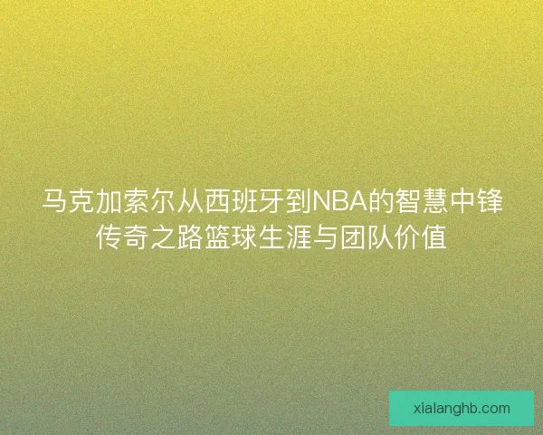 马克加索尔从西班牙到NBA的智慧中锋传奇之路篮球生涯与团队价值