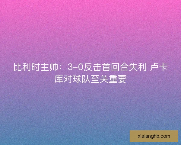 比利时主帅：3-0反击首回合失利 卢卡库对球队至关重要